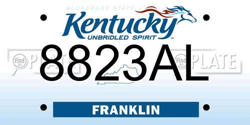8823AL Kentucky License Plate