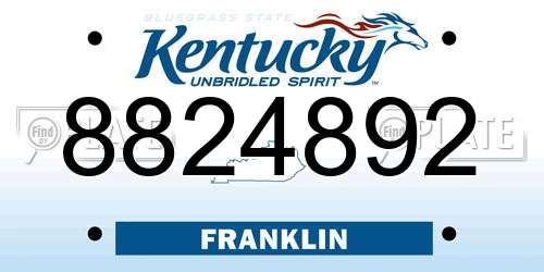 8824892 Kentucky License Plate