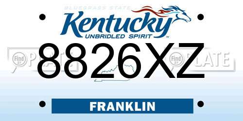 8826XZ Kentucky License Plate