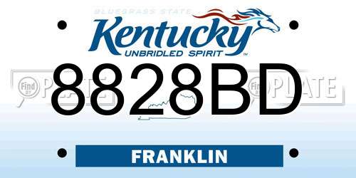 8828BD Kentucky License Plate