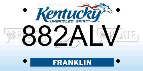 882ALV Kentucky License Plate