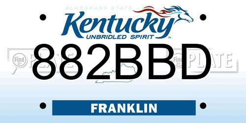 882BBD Kentucky License Plate