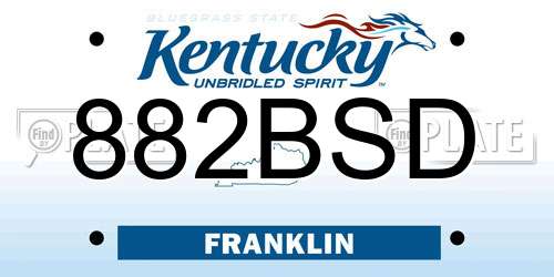 882BSD Kentucky License Plate