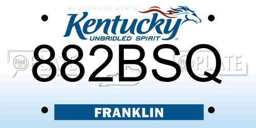882BSQ Kentucky License Plate