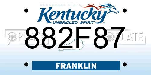 882F87 Kentucky License Plate