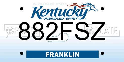 882FSZ Kentucky License Plate