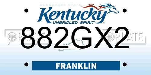 882GX2 Kentucky License Plate