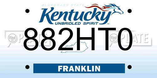 882HT0 Kentucky License Plate