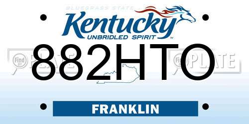 882HTO Kentucky License Plate