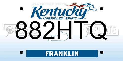 882HTQ Kentucky License Plate