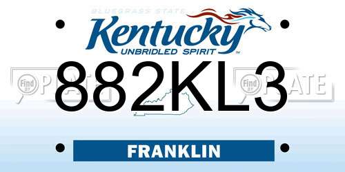 882KL3 Kentucky License Plate
