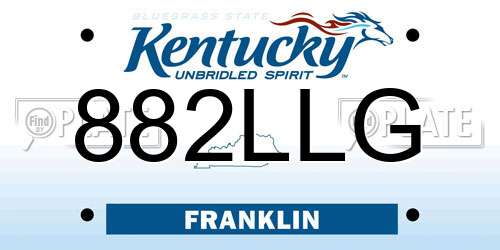 882LLG Kentucky License Plate
