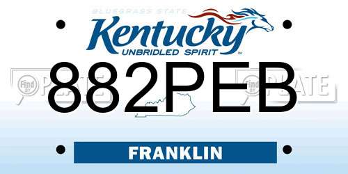 882PEB Kentucky License Plate