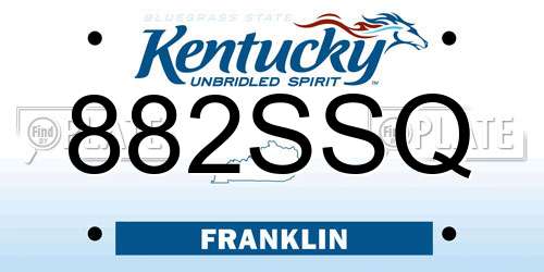 882SSQ Kentucky License Plate