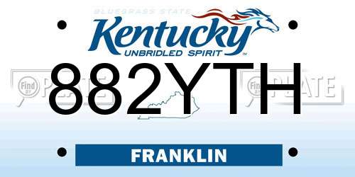 882YTH Kentucky License Plate