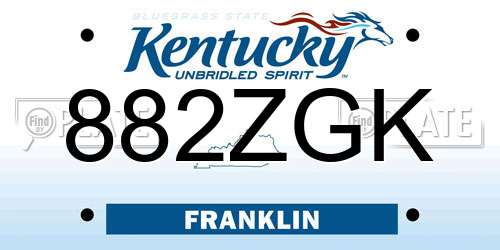 882ZGK Kentucky License Plate