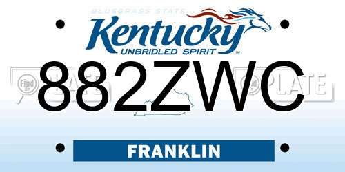 882ZWC Kentucky License Plate
