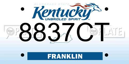 8837CT Kentucky License Plate
