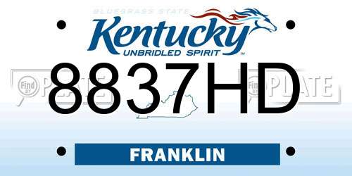 8837HD Kentucky License Plate