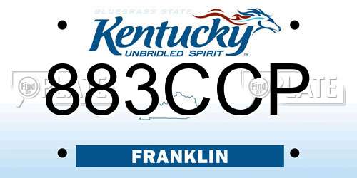 883CCP Kentucky License Plate