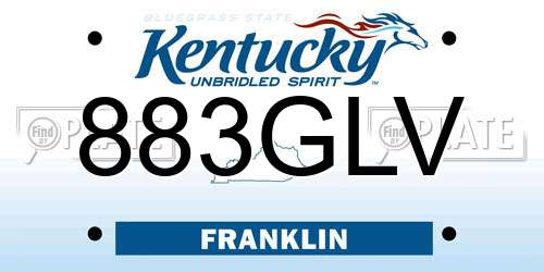 883GLV Kentucky License Plate