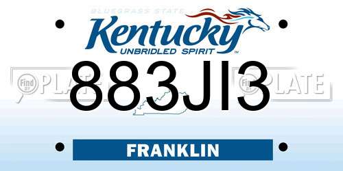 883JI3 Kentucky License Plate