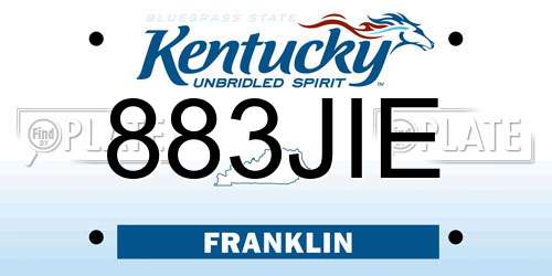 883JIE Kentucky License Plate