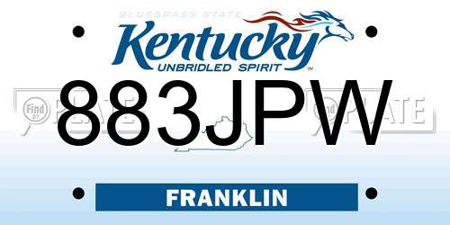 883JPW Kentucky License Plate