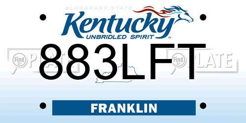 883LFT Kentucky License Plate