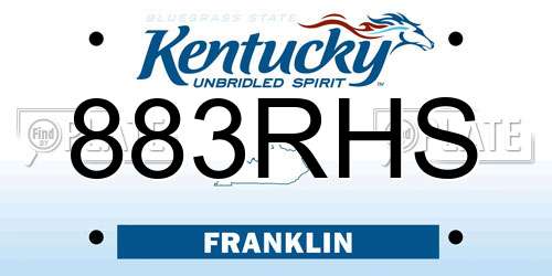 883RHS Kentucky License Plate