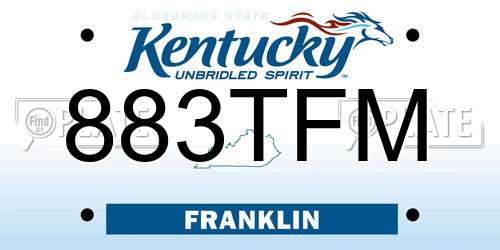 883TFM Kentucky License Plate