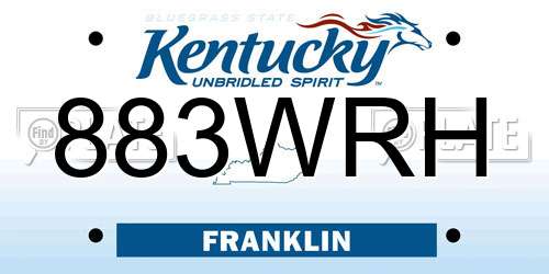883WRH Kentucky License Plate