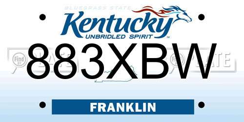 883XBW Kentucky License Plate