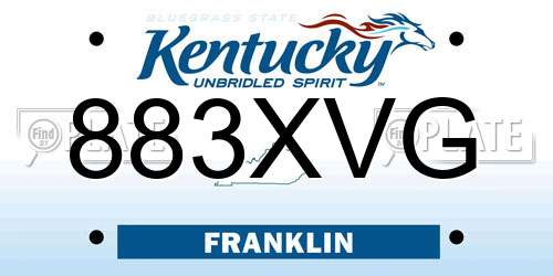 883XVG Kentucky License Plate
