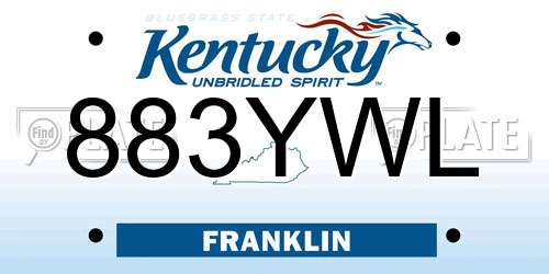 883YWL Kentucky License Plate