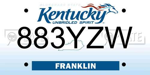 883YZW Kentucky License Plate