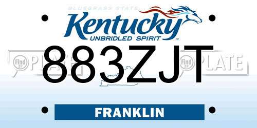 883ZJT Kentucky License Plate