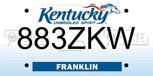 883ZKW Kentucky License Plate