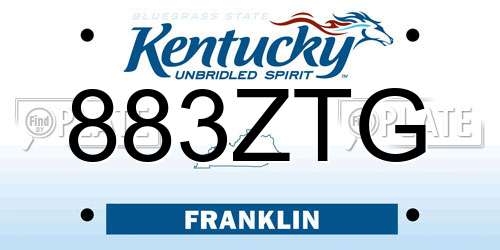 883ZTG Kentucky License Plate