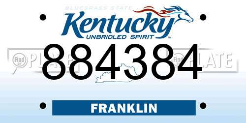 884384 Kentucky License Plate