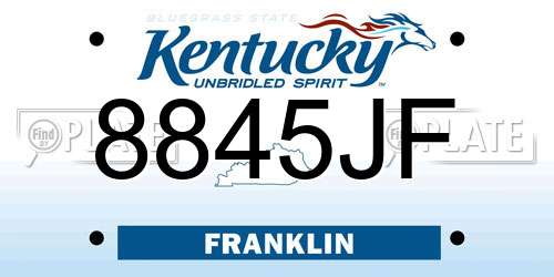 8845JF Kentucky License Plate
