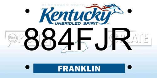 884FJR Kentucky License Plate