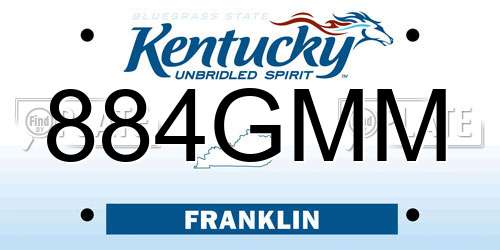 884GMM Kentucky License Plate