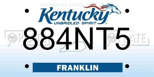 884NT5 Kentucky License Plate