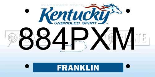 884PXM Kentucky License Plate