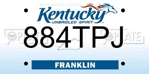 884TPJ Kentucky License Plate