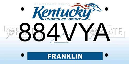 884VYA Kentucky License Plate