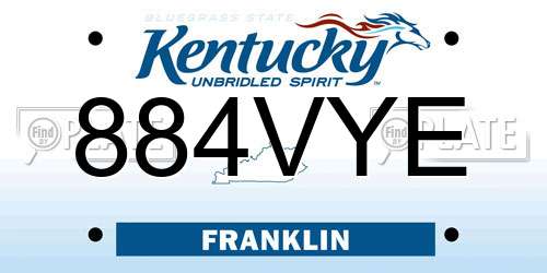 884VYE Kentucky License Plate
