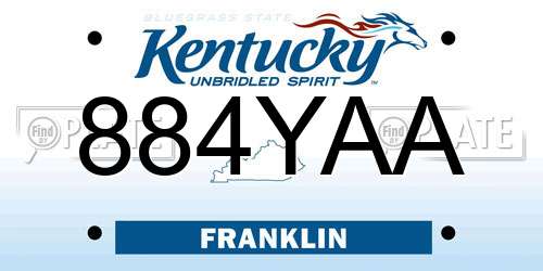 884YAA Kentucky License Plate