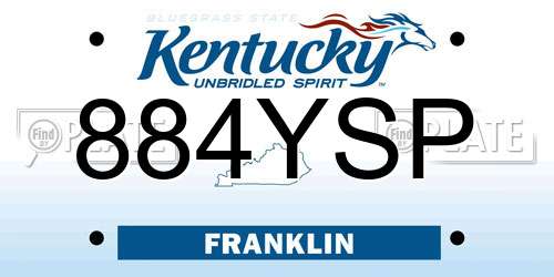 884YSP Kentucky License Plate